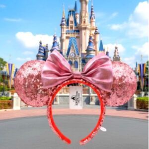 Disney Parks Minnie Ears NWT Pink Sequin Headband